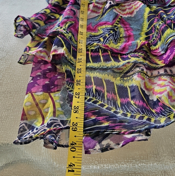 Peppe Peluso Boho Halter Dress L Bright Abstract Print Tiered Ruffle Summer - Picture 16 of 16